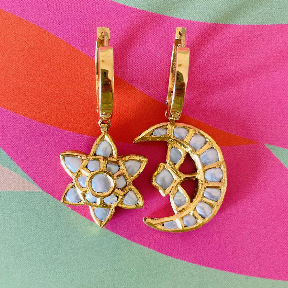 Night Sky Moon and Star Hoops