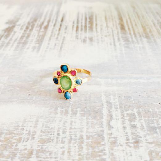 Tourmaline Emerald Ruby Ring