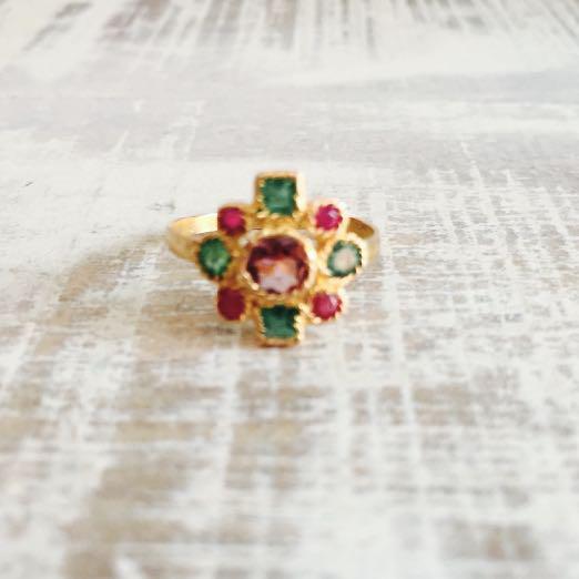 Tourmaline Emerald Ruby Ring